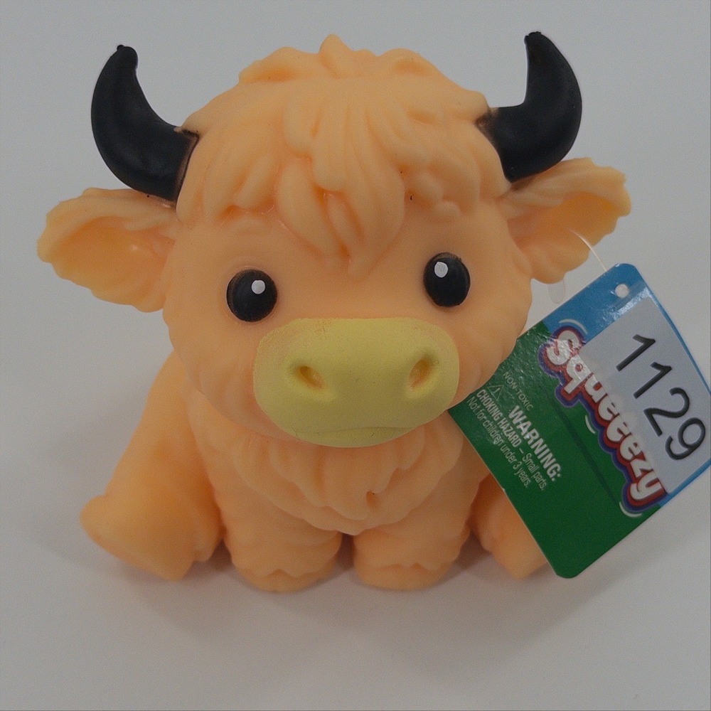Squeezy Highland Cow Toy Kids OS Orange Sensory Squishy NWT